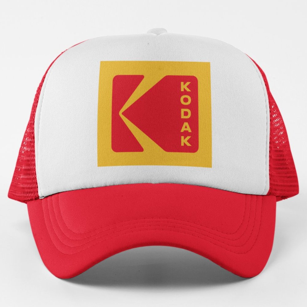 NEW Kodak Logo Foam Trucker Mesh Snapback Hat 2-TONE: RED